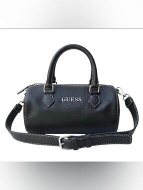 GUESS Black Barrel Bag Satchel with Detachable Crossbody Strap